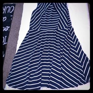 Blue and white striped dress.